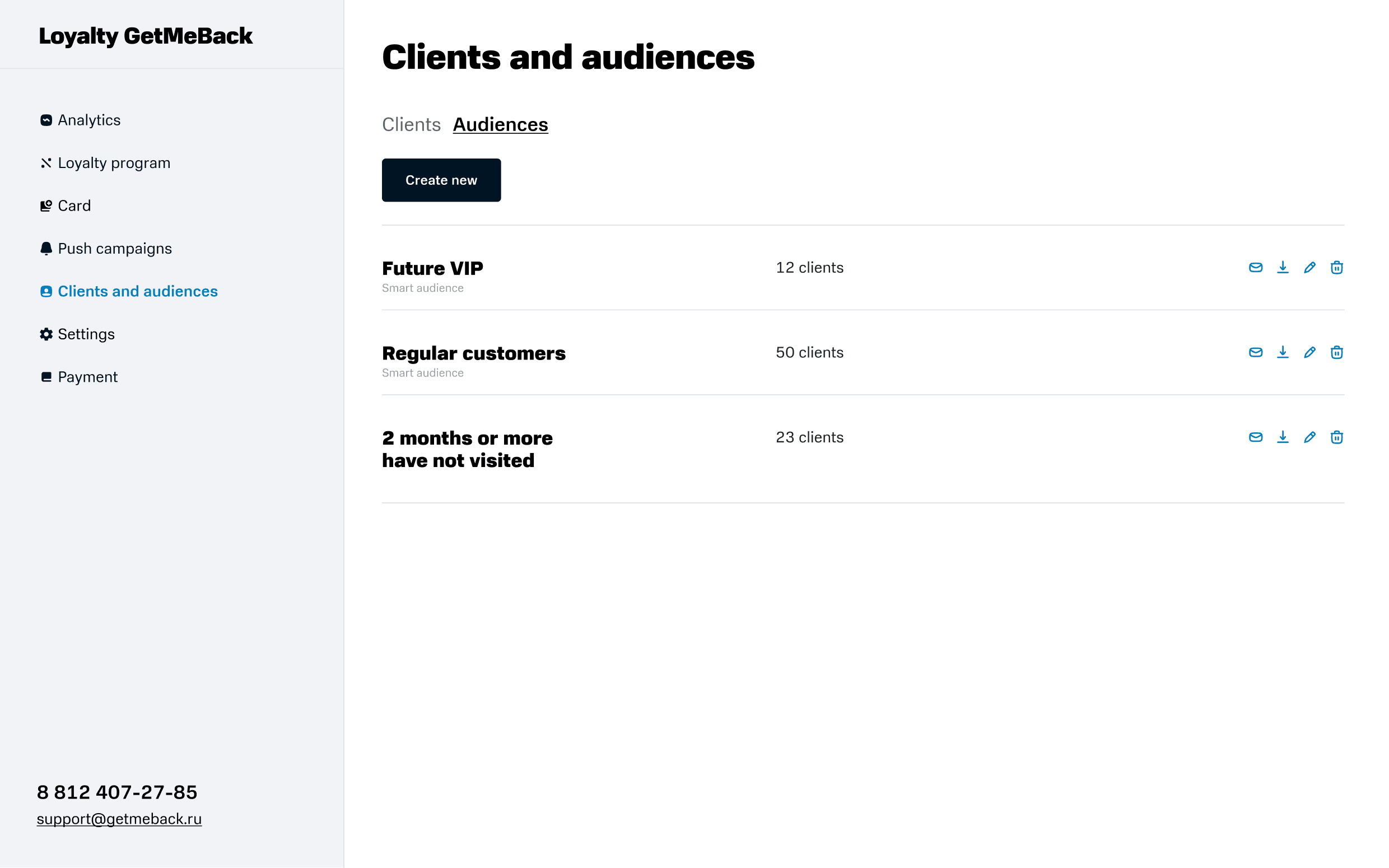 Audiences list