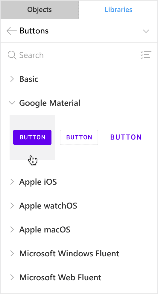 Lunacy button elements